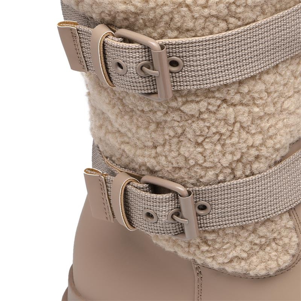 Waterproof Fur Lining Mid Calf Snow Boots - NUDE PINK - 3